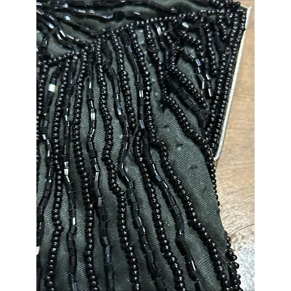 Vintage La Regale Ltd Black Beaded Evening Bag Handmade in Japan Kiss Lock Chain